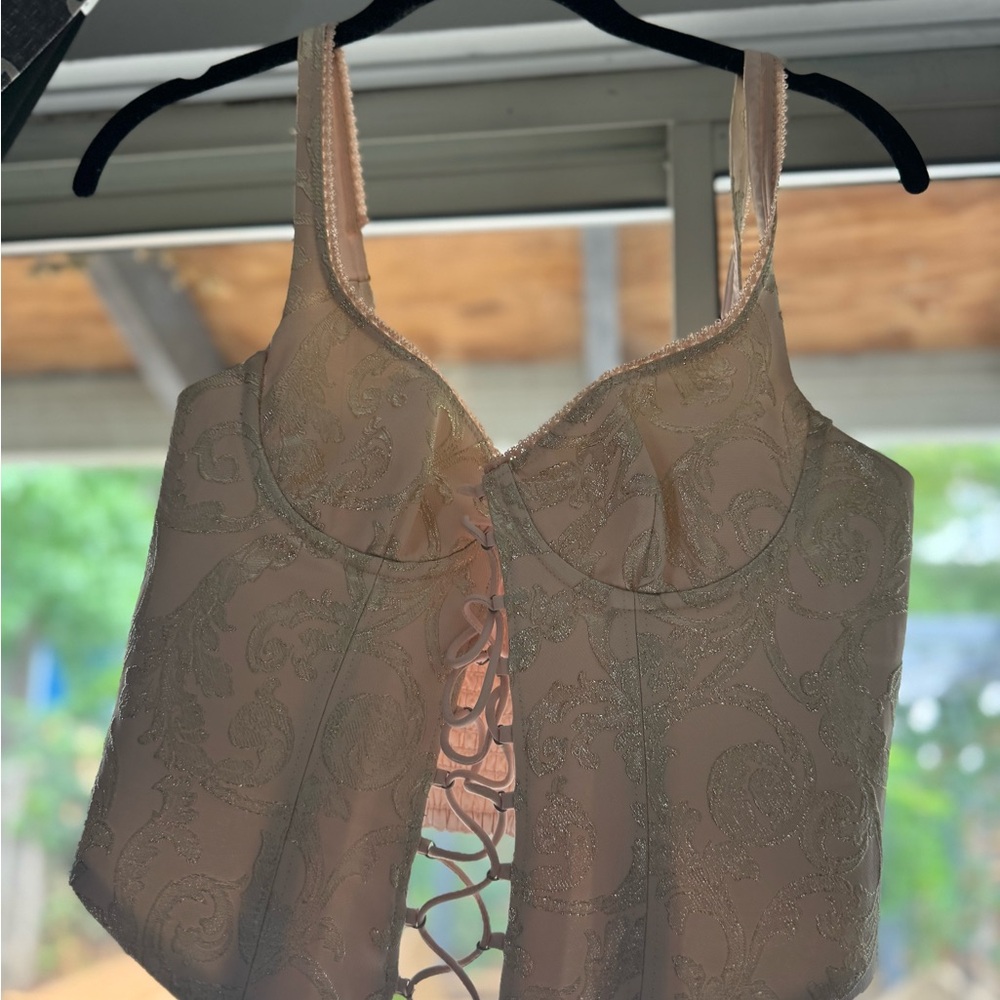 Rumored Pink Lace-Up Crop Top